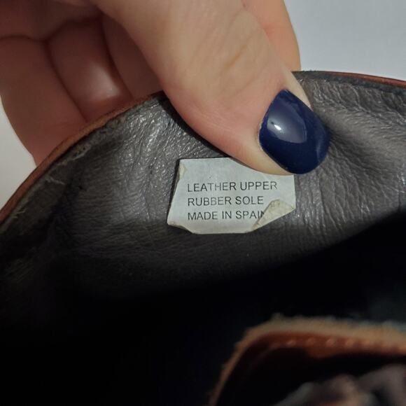 Kanna | Made in Spain Cognac Brown Leather Stacked Heel Booties - Picture 11 of 12